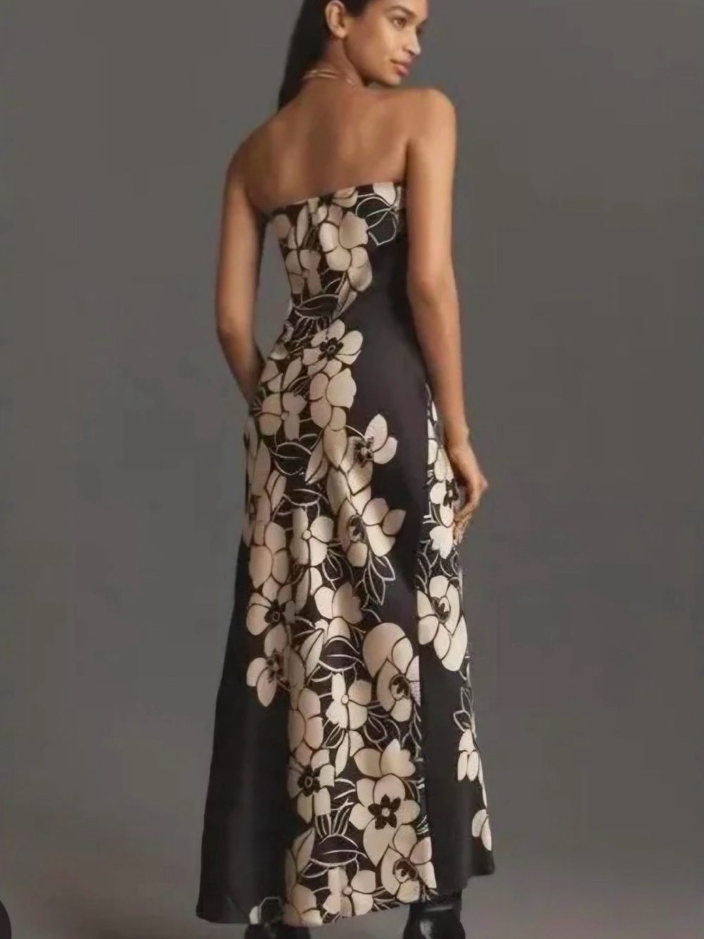 Anthropologies Fleur Strapless Satin Maxi Dress - M - Picture 2 of 2